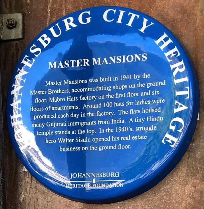 Master Mansions Blue Plaque - Johannesburg Heritage Foundation - 2019