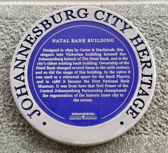 Natal Bank Building Blue Plaque - Heritage Portal - 2018