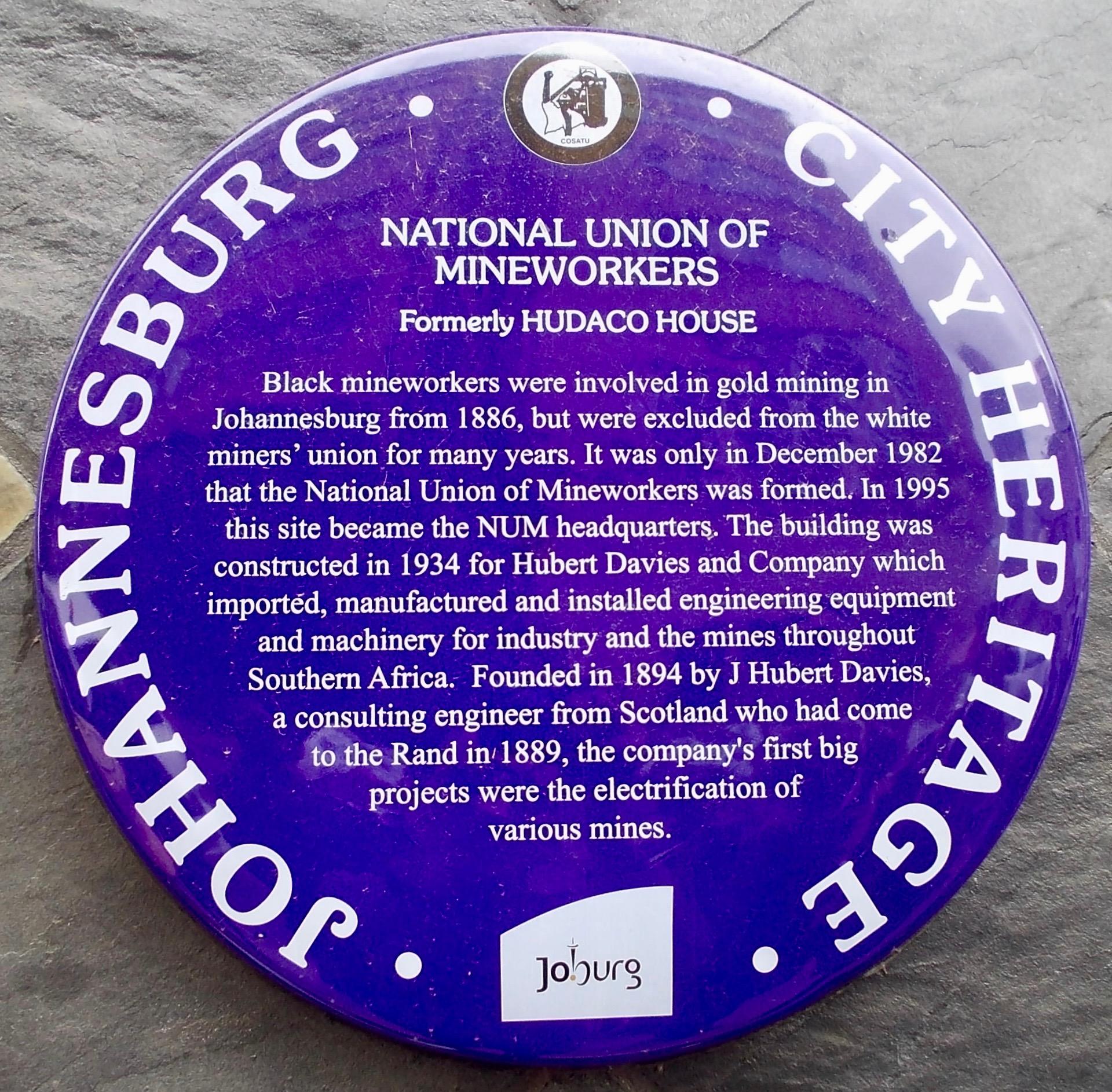 National Union of Mineworkers Blue Plaque - Heritage Portal - 2012