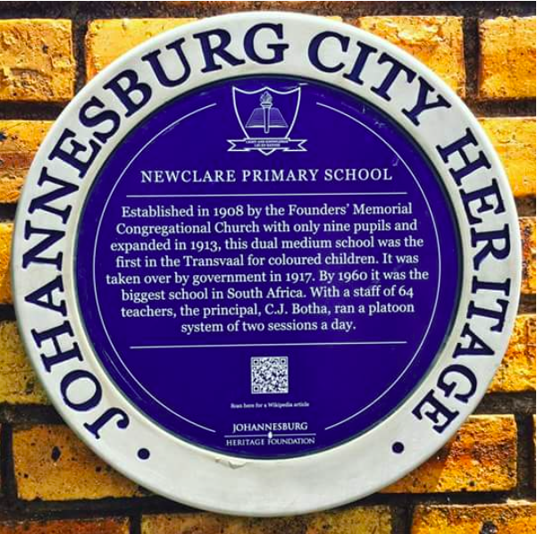 Newclare Primay School Blue Plaque - City of Johannesburg Newclare Primay School Blue Plaque - City of Johannesburg