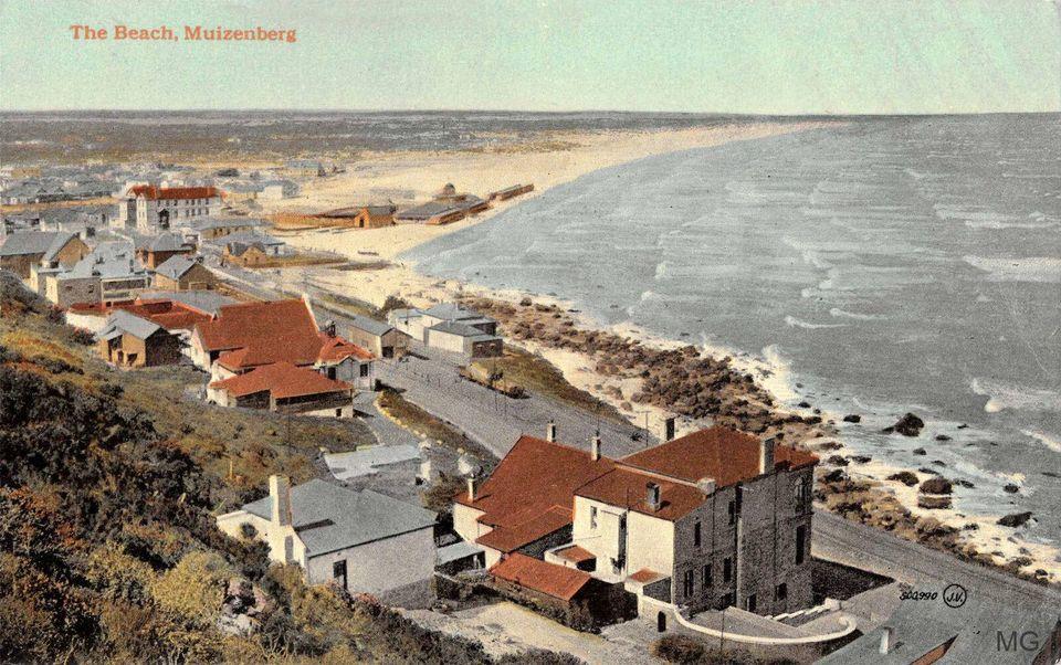 Old postcard of the beach Muizenberg