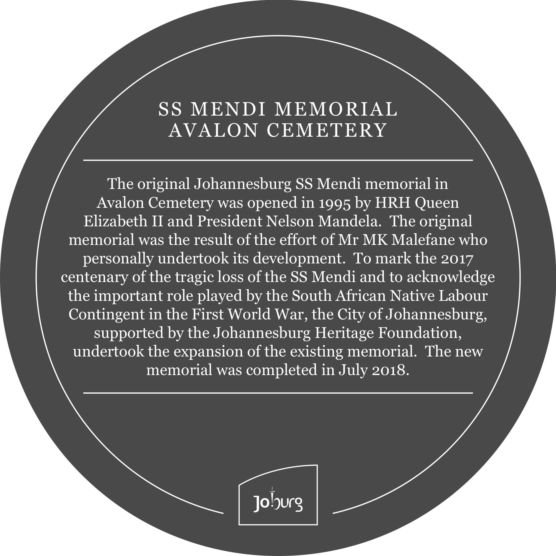 Plaque Design for Mendi Monument - City of Johannesburg
