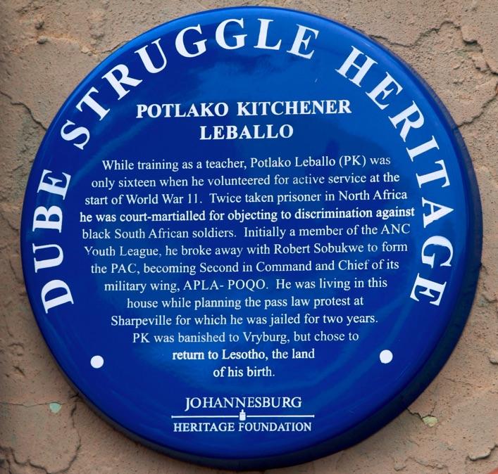 Potlako Kitchener Leballo Blue Plaque - Kathy Munro