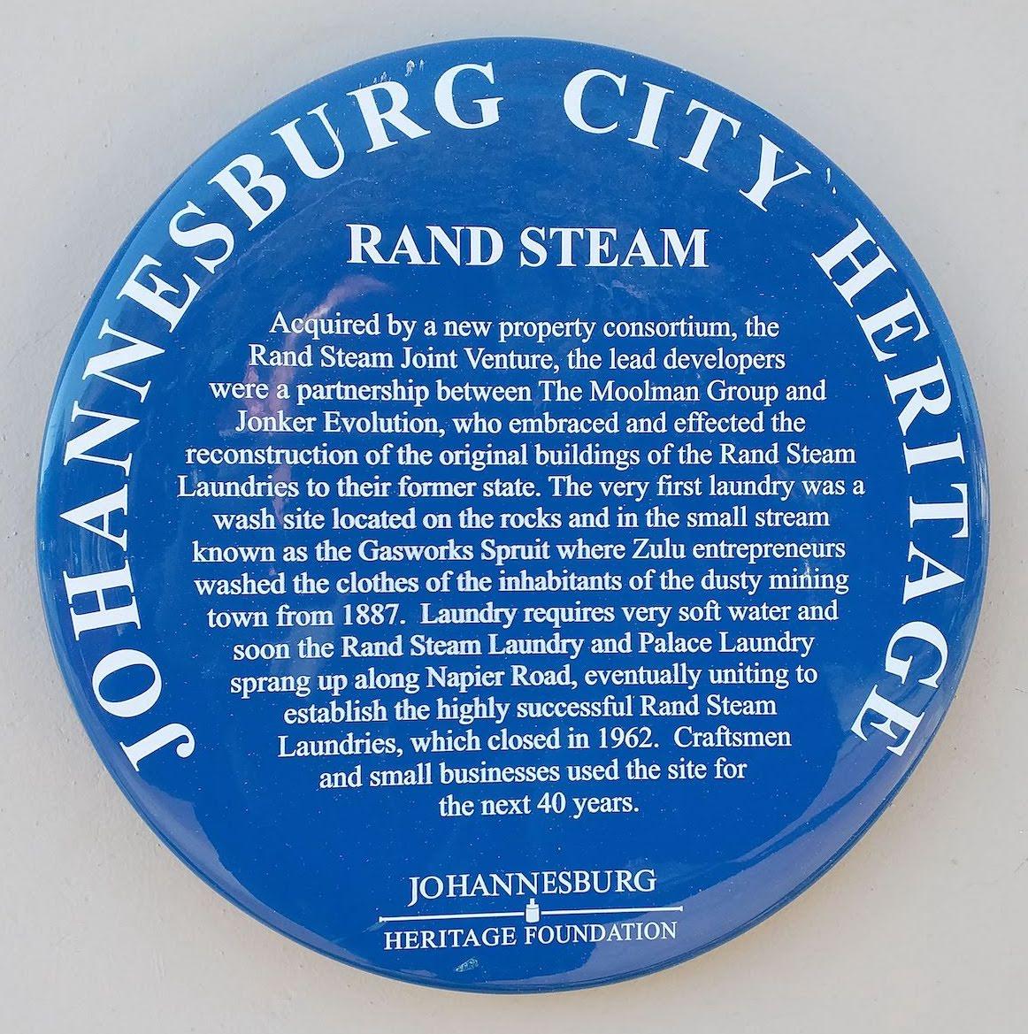 Rand Steam Laundry Blue Plaque - Heritage Portal - 2019