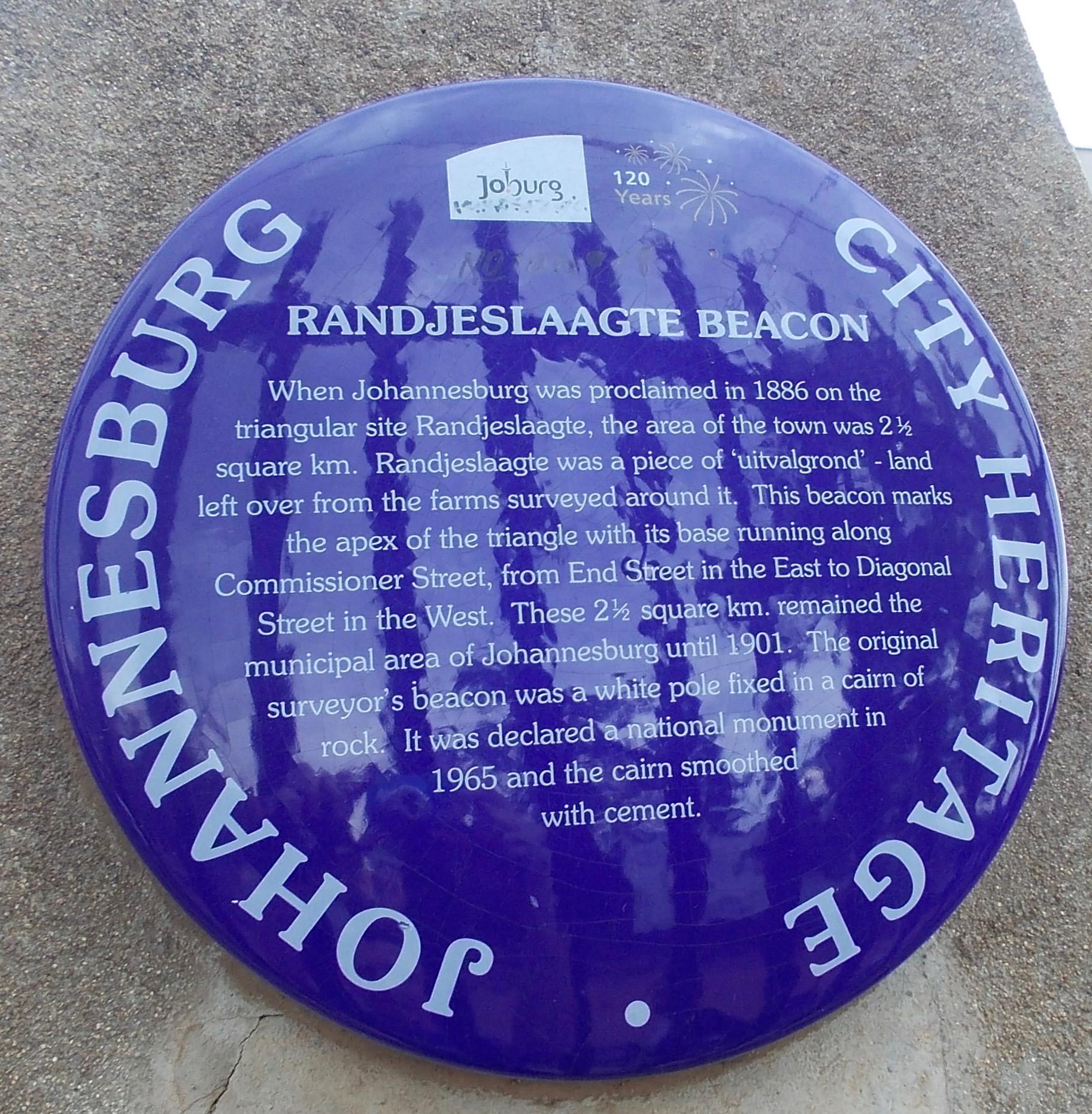 Randjeslaagte Beacon Blue Plaque - Heritage Portal - 2012