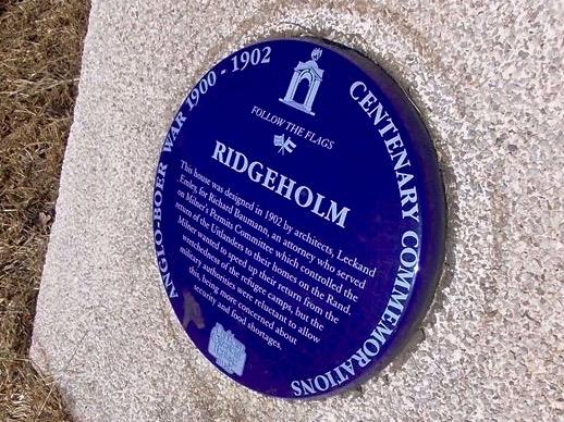 Ridgeholm Blue Plaque - Heritage Portal - 2014