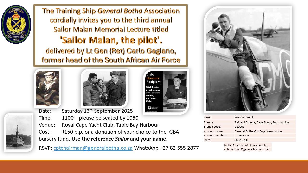 Sailor Malan Memorial Lecture invitation - September 2025