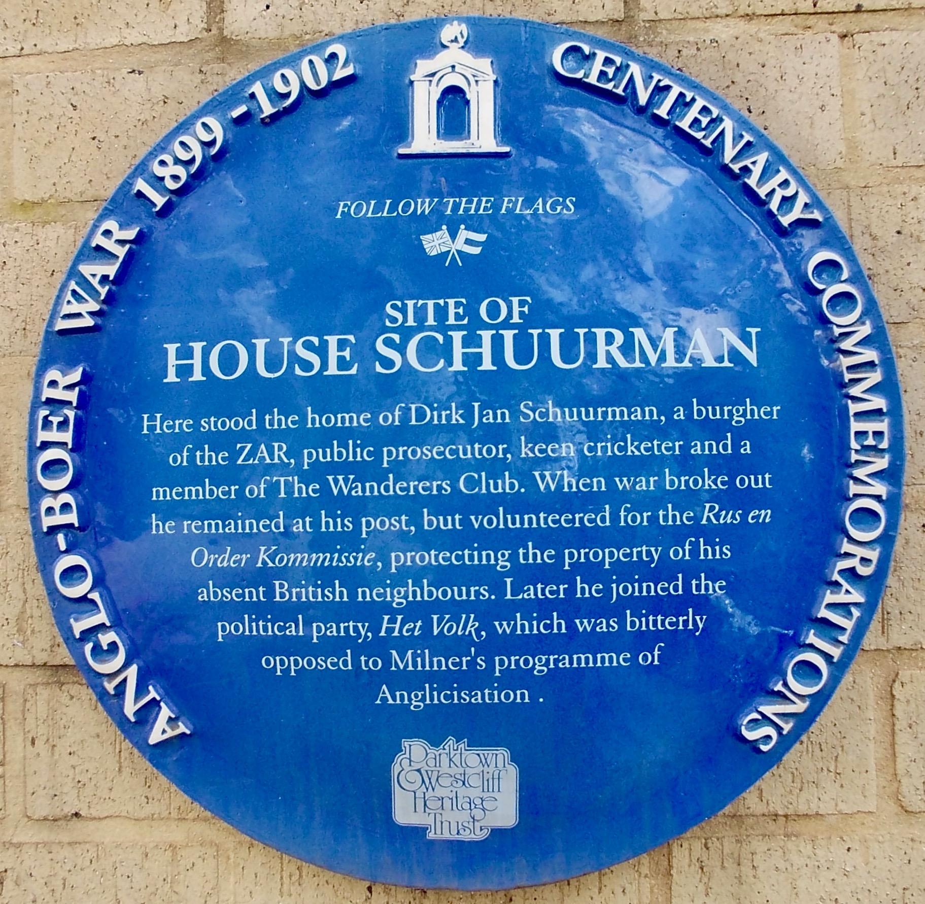 Site of House Schuurman Blue Plaque - Heritage Portal - 2012