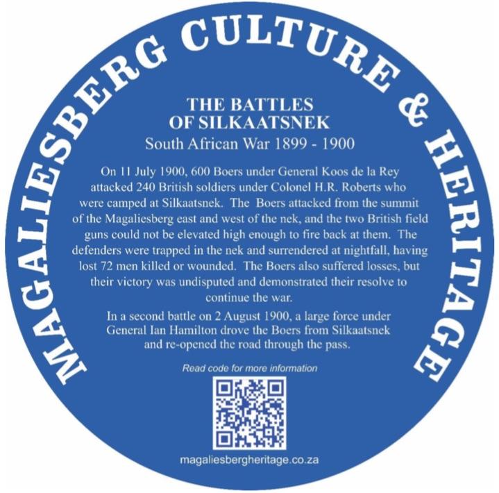 The Battles of Silkaatsnek Blue Plaque - Magaliesberg Heritage