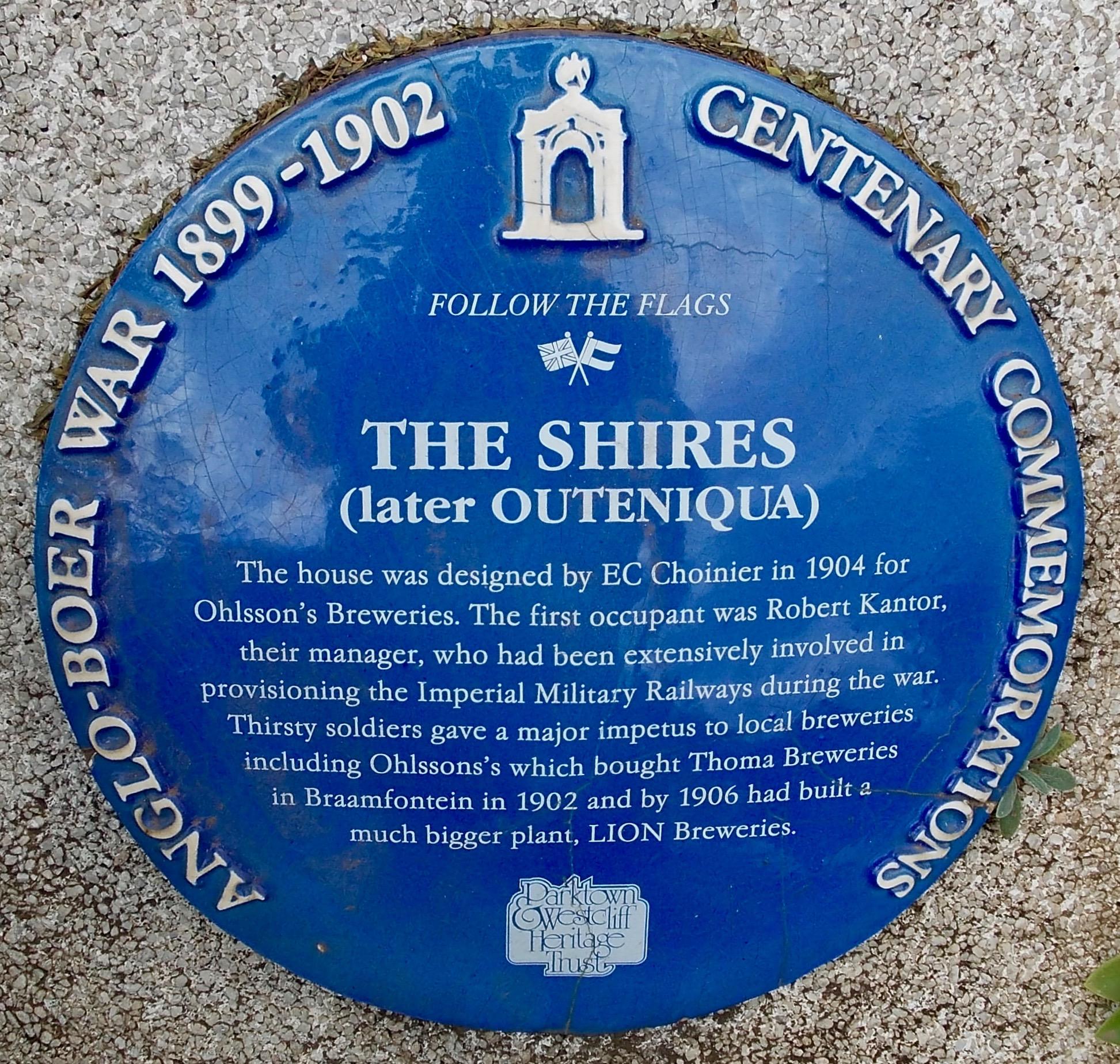 The Shires Blue Plaque - Heritage Portal - 2012