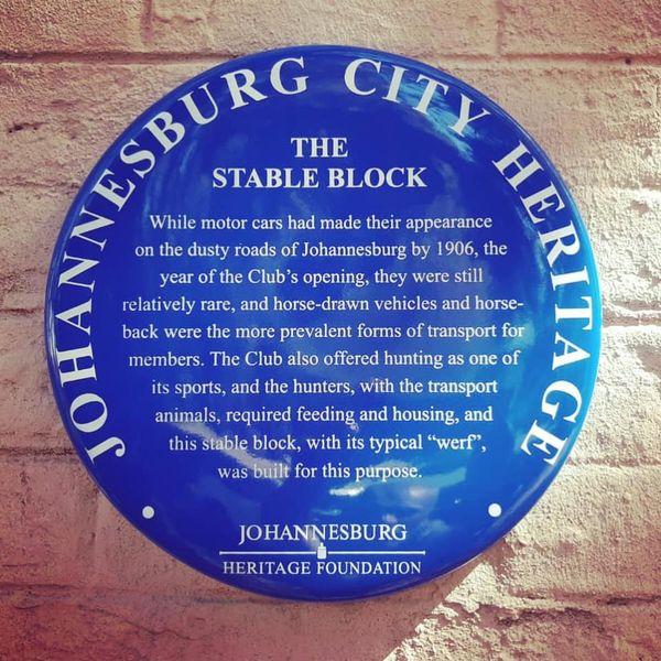 The Stable Block Blue Plaque - Johannesburg Heritage Foundation - 2021