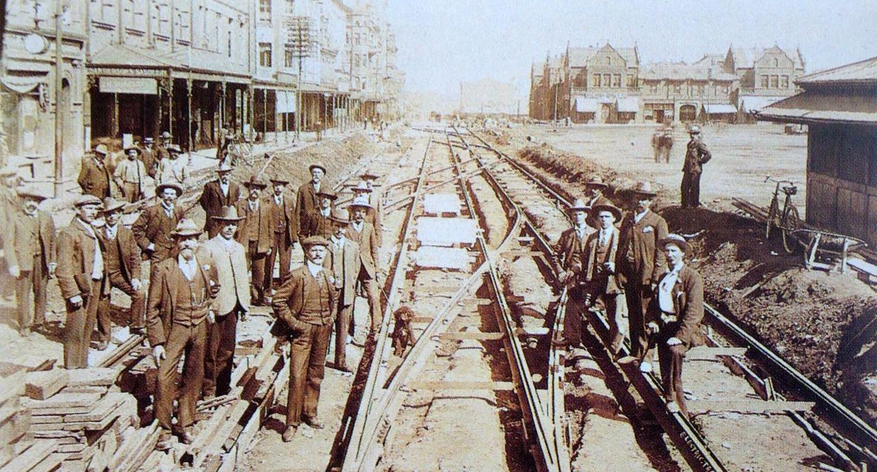 Tramlines being laid in Johannesburg - Source Unknown - Cropped