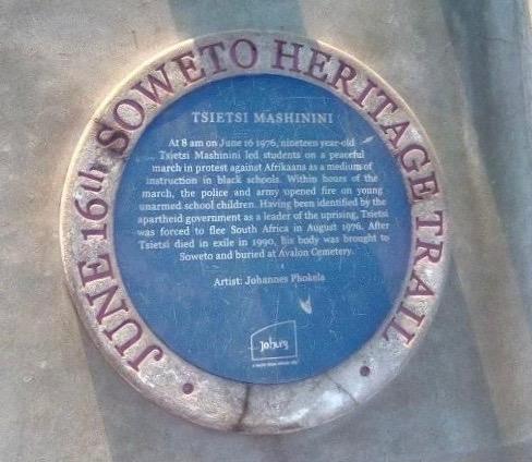 Tsietsi Mashinini Blue Plaque - source unknown