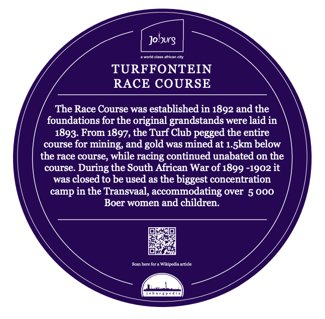 Turffontein Race Course - Blue Plaque Design - City of Joburg
