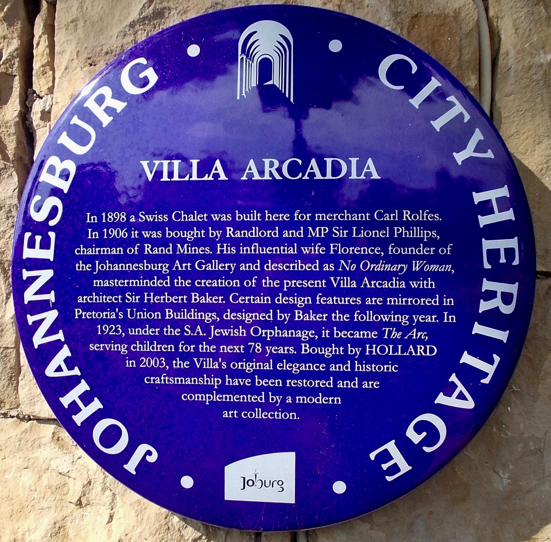Villa Arcadia Blue Plaque - Heritage Portal - 2012