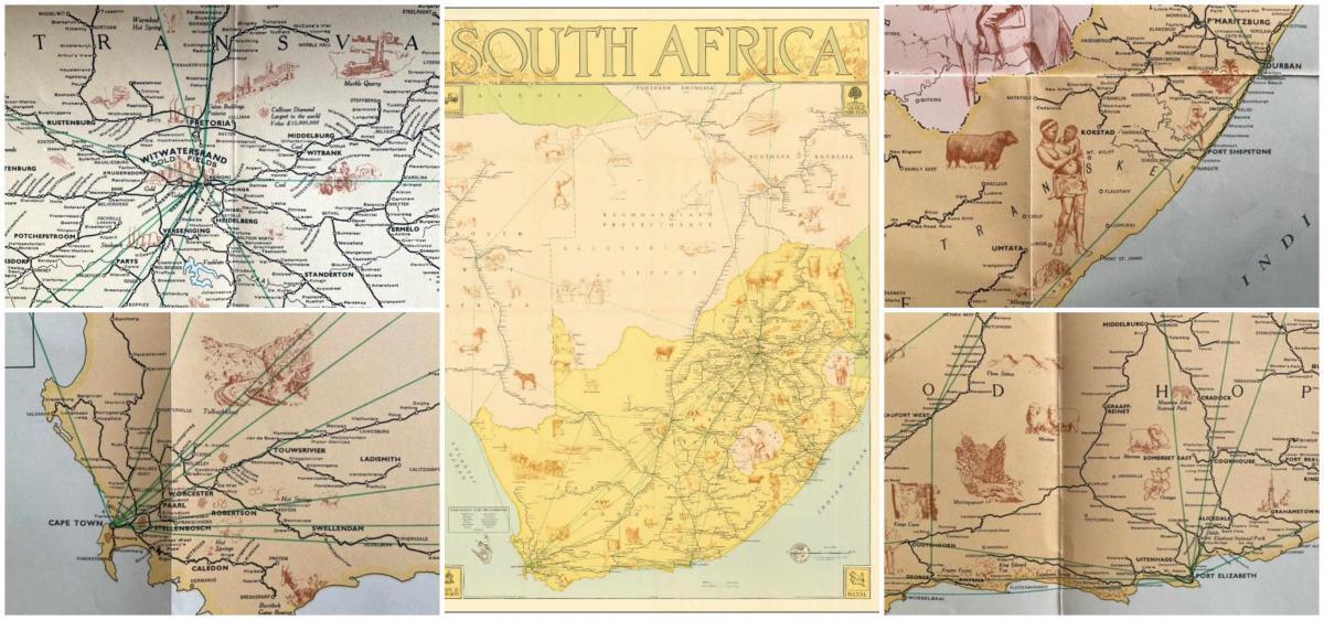 1954 Railway Map of Southern Africa Collage