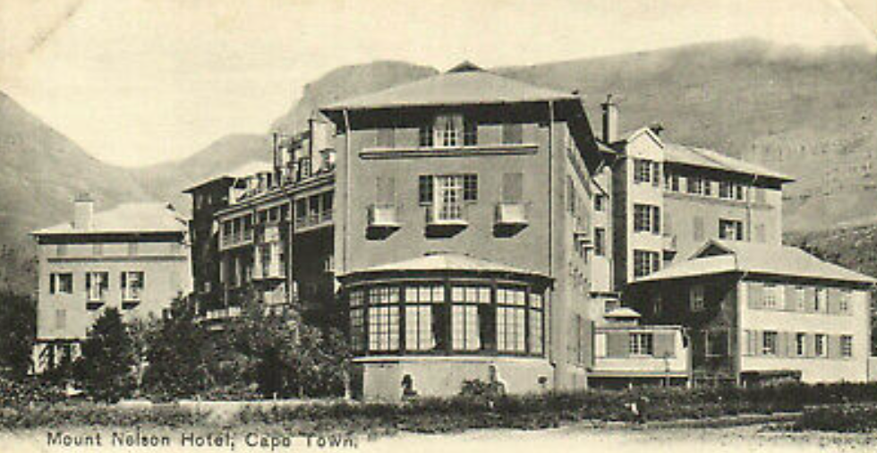 Black and White postcard of the Mount Nelson Hotel