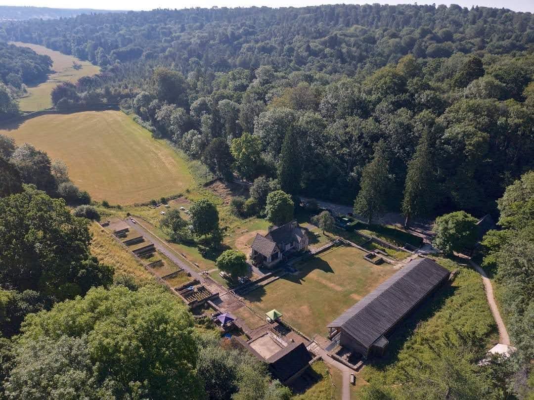 Chedworth Roman Villa from above - National Trust