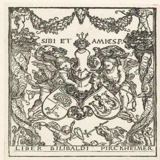 Ex libris of Willibald Pirckheimer by Albert Durer circa1524 via Europeana Collections