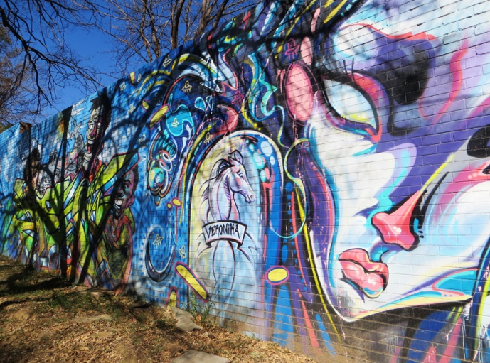 Graffiti Artists at work on Louis Road - Kathy Munro - June 2017