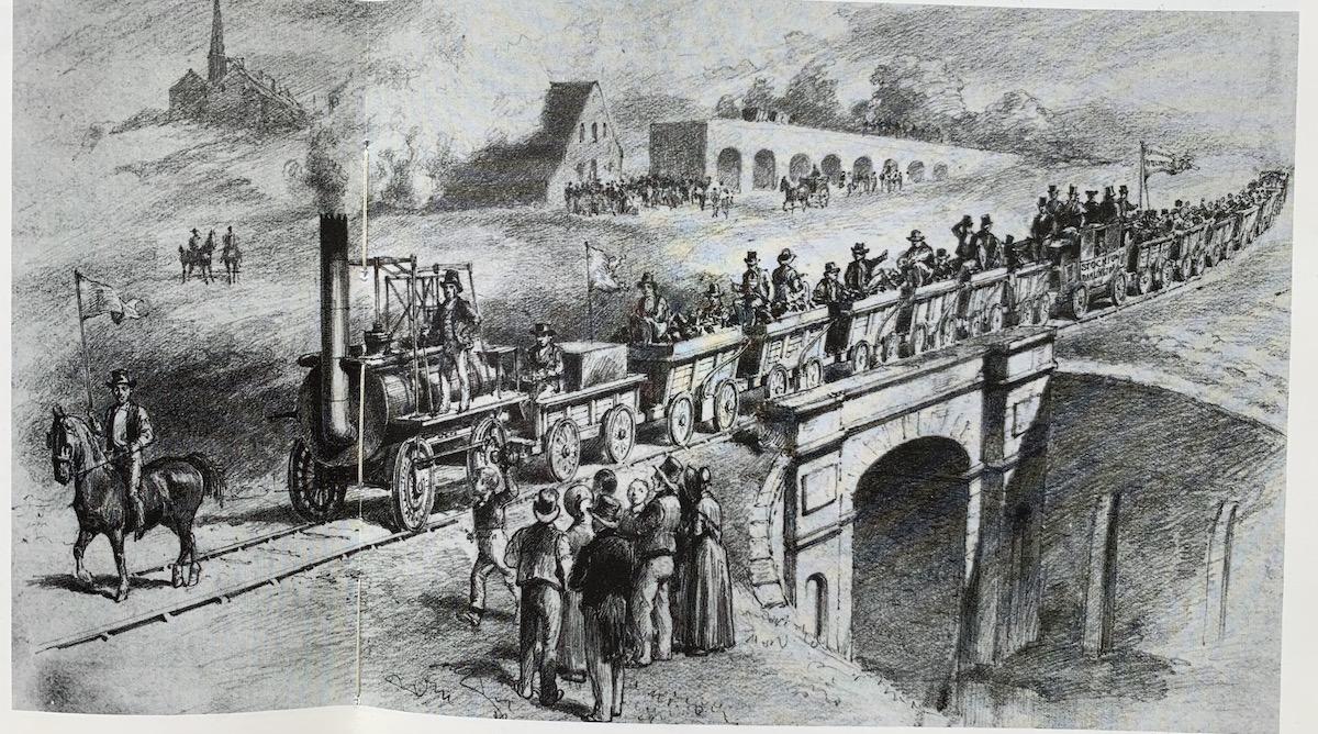 Locomotion going across the Skerne River Bridge
