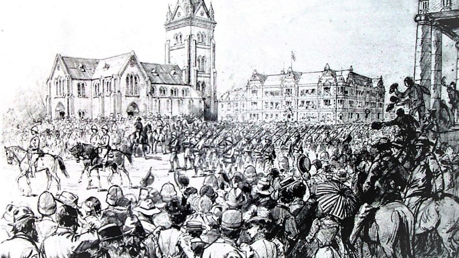 Lord Roberts parade in Church Square - June 1900 - Melton Prior sketch