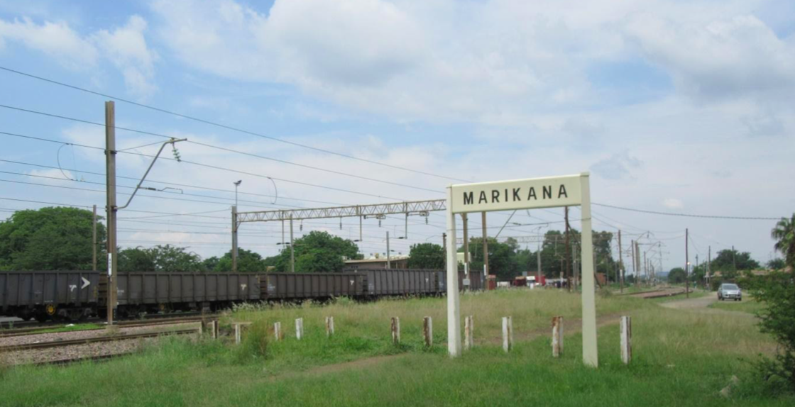 Marikana Railway Station sign - Sue Taylor