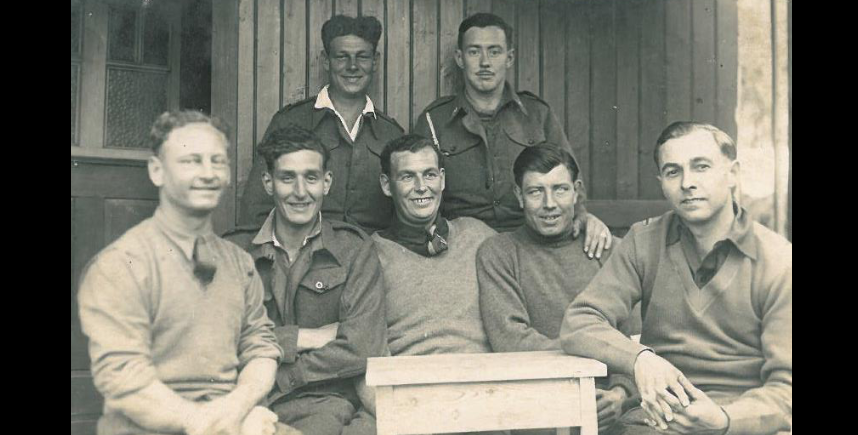 POWs Mel Baker and Lex Macrae back row - Freddie Webster Len Lofty Shepherd George Bennet Andy Andreason - front row - via Mel Baker