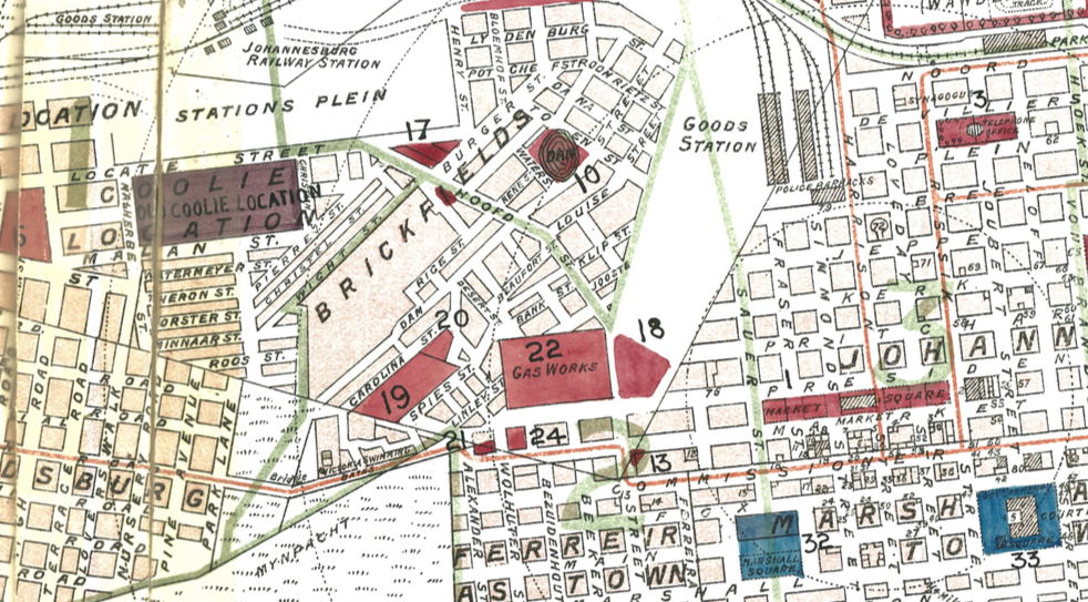 Portion of 1898 map showing Brickfields