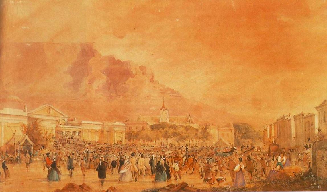 Protests against the establishment of a penal colony 1849 - Painting by Thomas Bowler