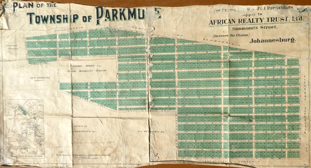 Sales plan of the Township of Parkmore 1904 - sourced by Jane Carruthers