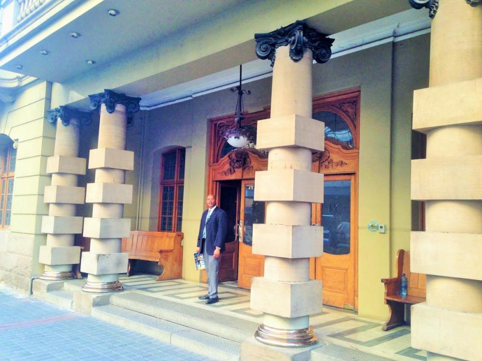 Wilson Mphaga at the Rand Club Entrance - Heritage Portal