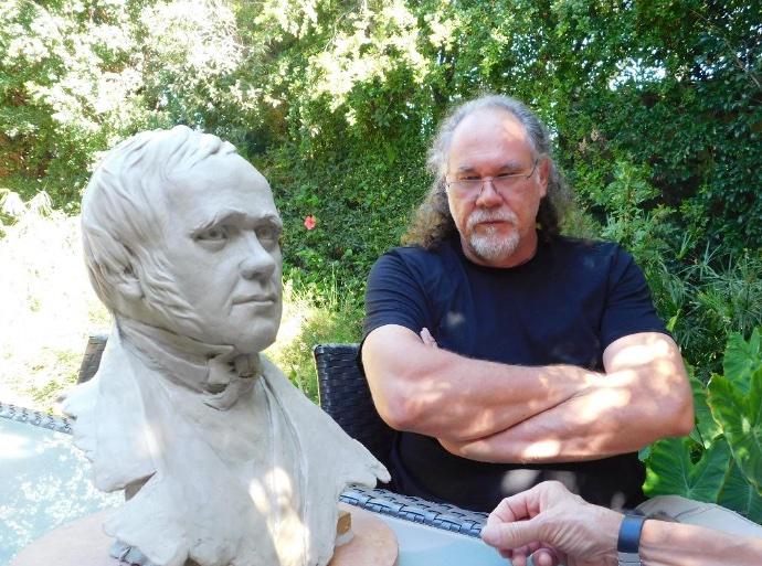 Clay maquette of Charles Darwin by Johan Steyn