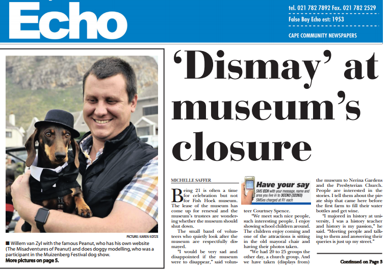 Dismay at Museum Closure - False Bay Echo - October 2016