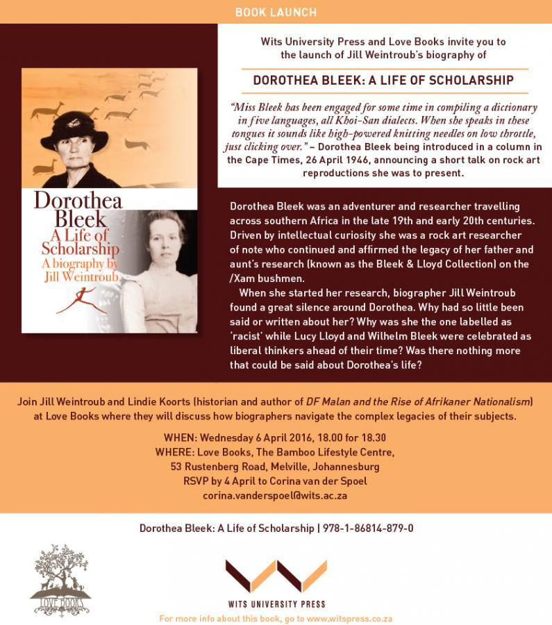 Dorothea Bleek - A Life of Scholarship - book launch