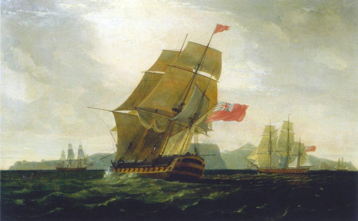 HMS Diadem at the capture of the Cape of Good Hope by Thomas Whitcombe