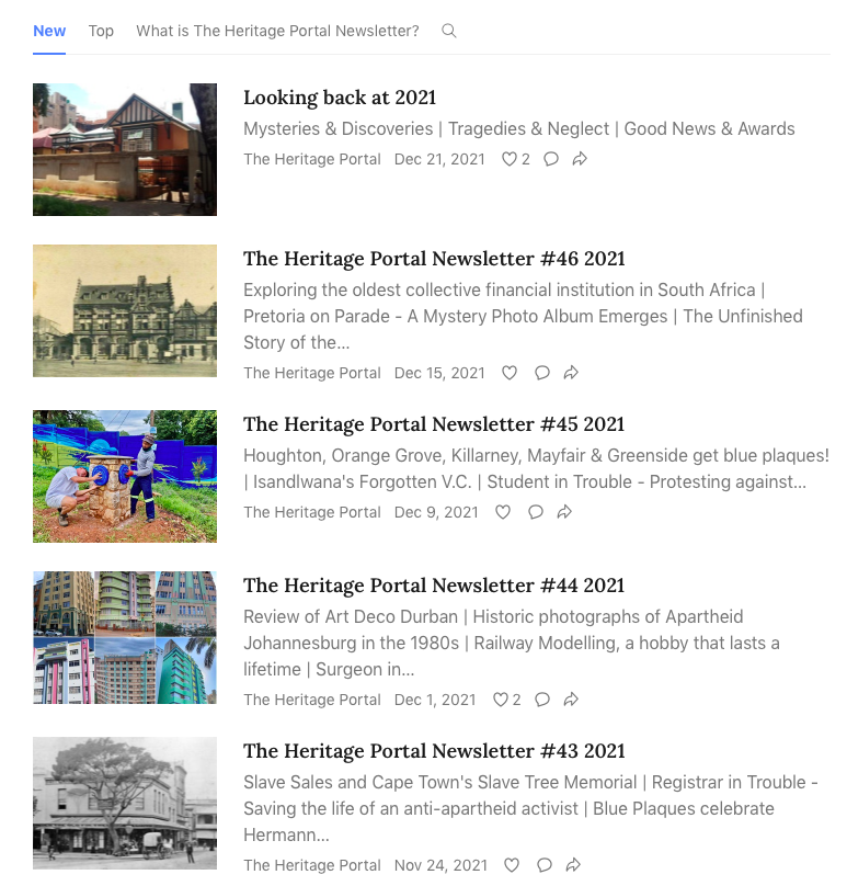 Heritage Portal Newsletter Archive screenshot