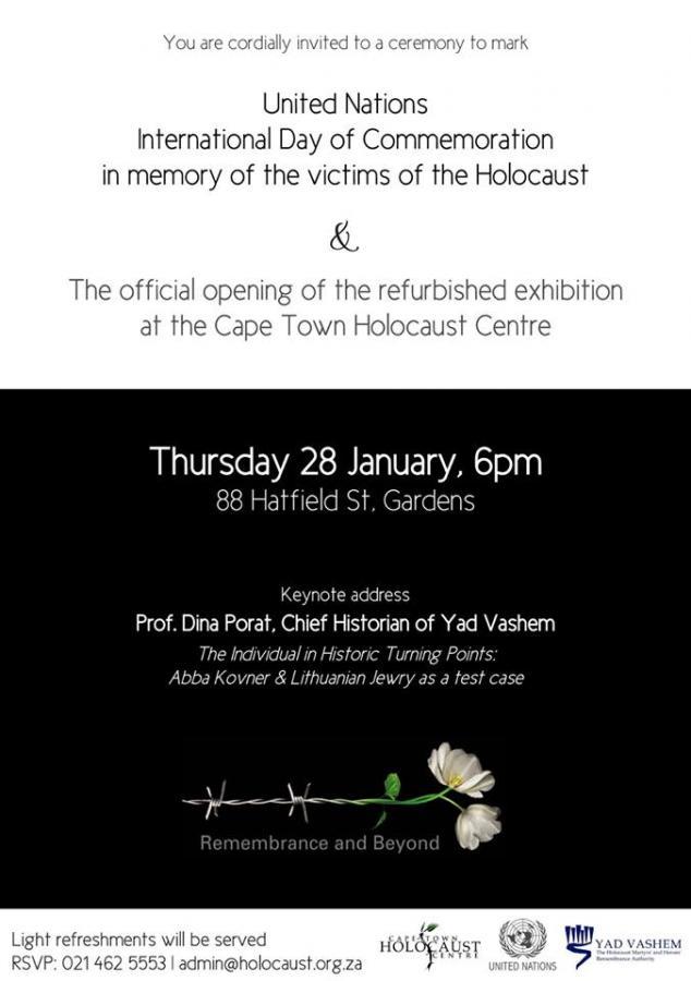 Official opening of the refurbished exhibition at the Cape Town Holocaust Centre