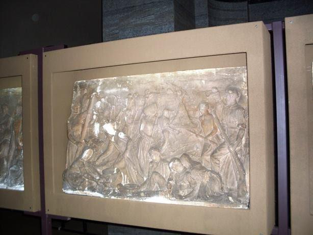One of the 27 original plaster of Paris panels created as maquettes for marble frieze in the Hall of Heroes Voortrekker Monument