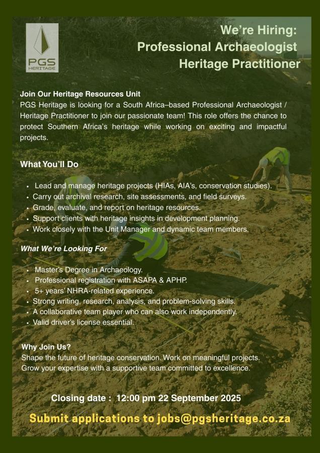 PGS Heritage - Professional Archaeologist Heritage Practitioner 2025