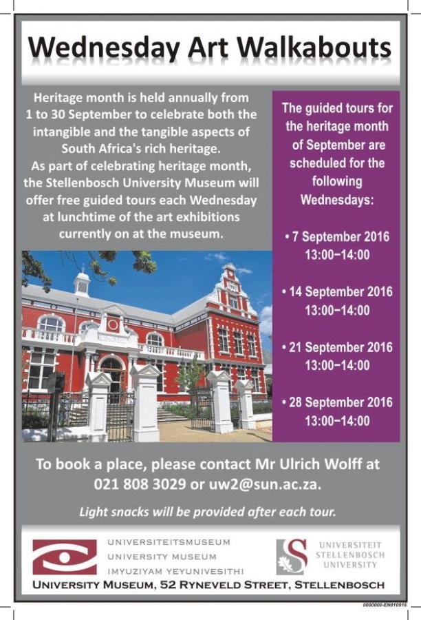 Stellenbosch University Museum - Free Tours - Heritage Month 2016